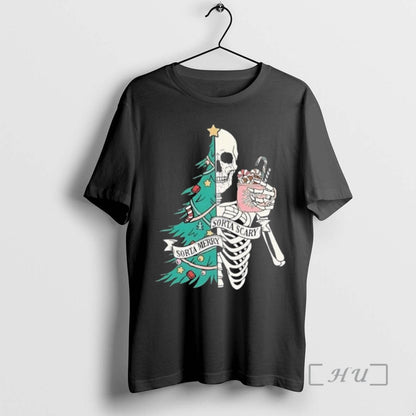 Officials Sorta Merry Sorta Scary Skeleton TShirt Modern Fashion
