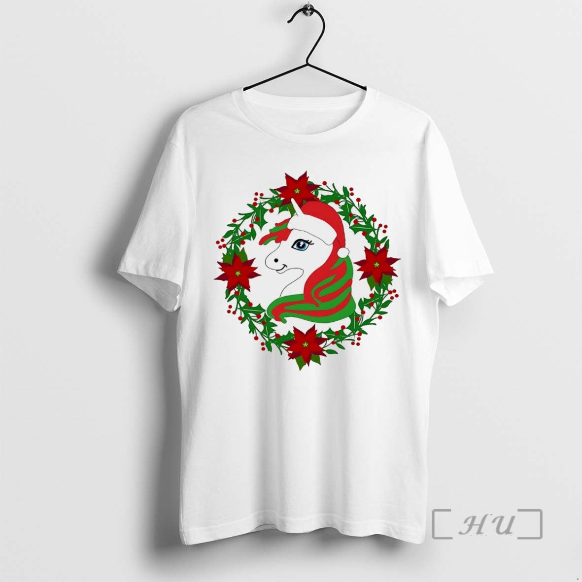 Officials Unicorn Poinsettia Wreath Holiday White Hoodie Classic Merch