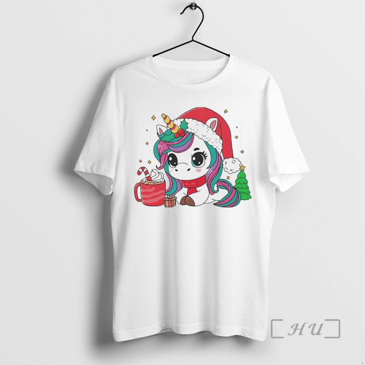 Officials Santa Unicorn Cocoa White Sweatshirt Elegant Art