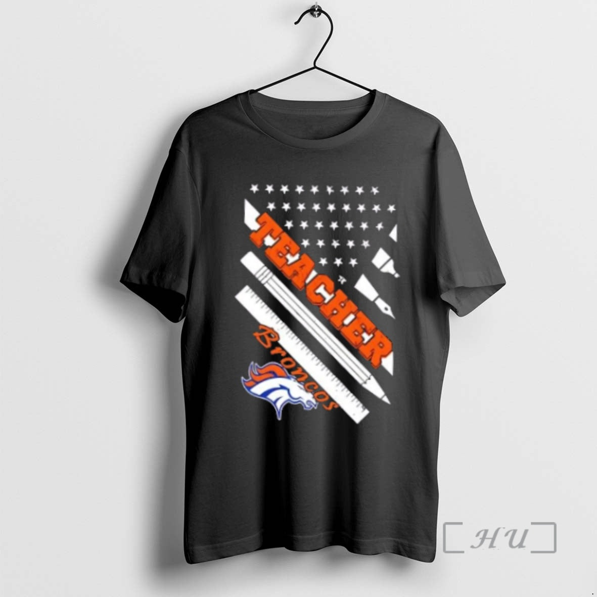 Officials Denver Broncos Football X Teacher American Flag TShirt