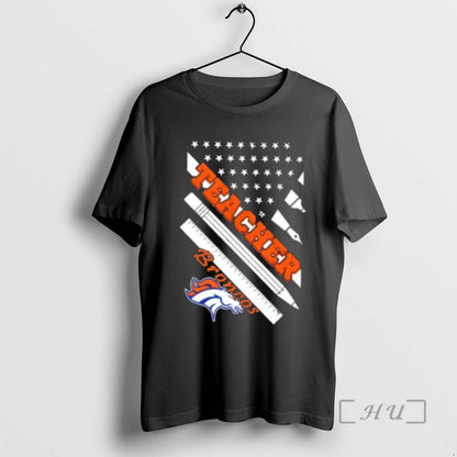 Officials Denver Broncos Football X Teacher American Flag TShirt