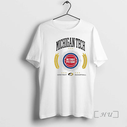 Officials Detroit Pistons And Michigan Tech Logos Tank Top Stylish