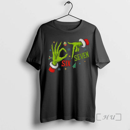 Officials Grinch Santa 67 Hand Six Seven Meme Merry Tee Retro