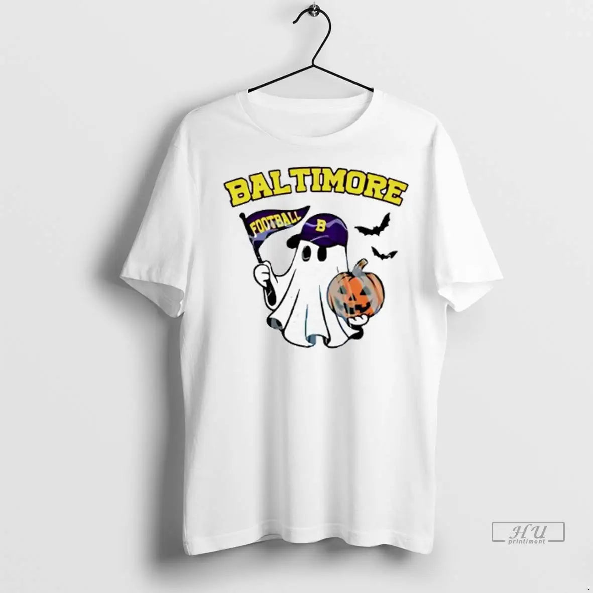 Officials Halloween Ghost Baltimore Ravens Football Flag Pumpkin