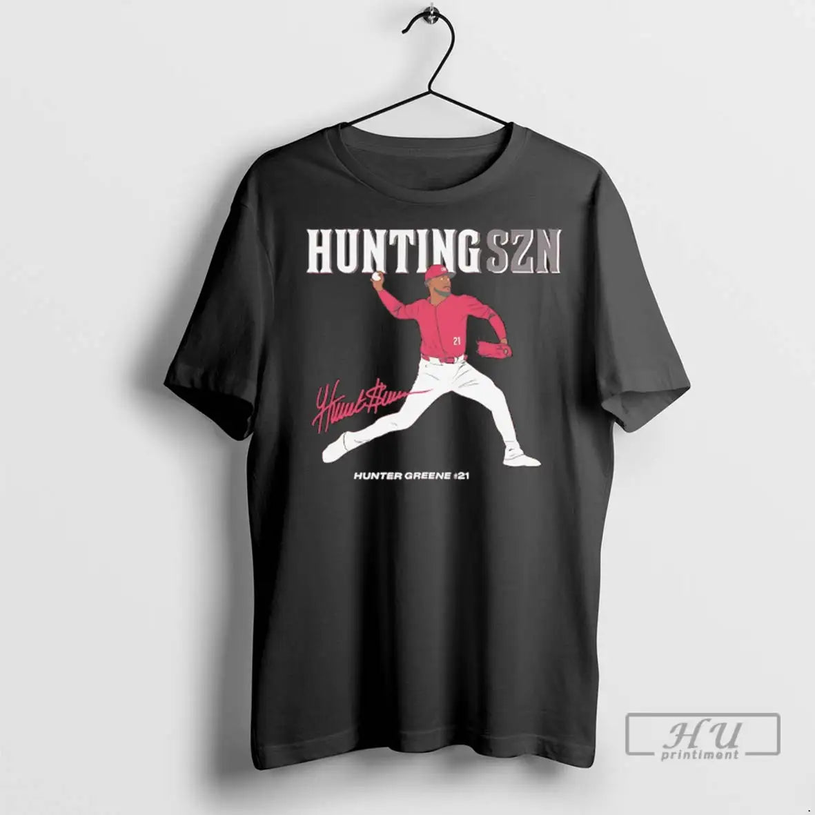 Officials Hunter Greene Szn 21 Cincinnati Reds Player Autographed T