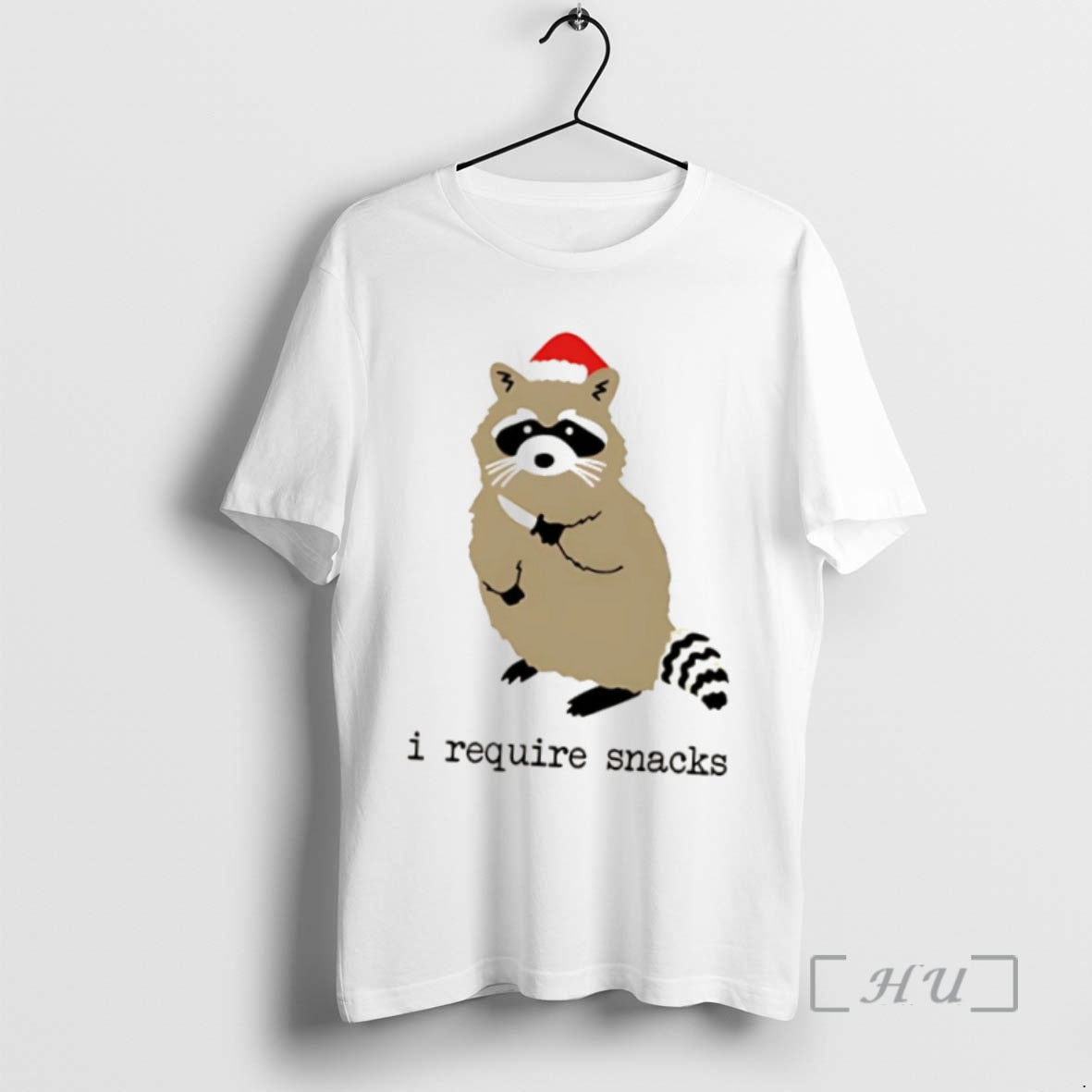 Officials I Require Snacks Santa Racoon Tee Retro Fashion
