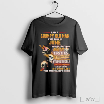 Officials Im Grumpy Old I Was Born June Skull Anger Issues Tank Top