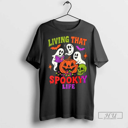 Officials Living That Spooky Life Ghost Reading Book Halloween T