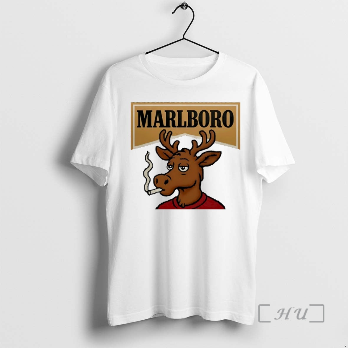 Officials Marlboro Reindeer Smoking Cigarette Circle Tee Vintage Gift