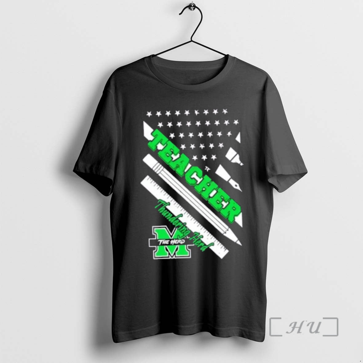 Officials Marshall Thundering Herd X Teacher American Flag Tee