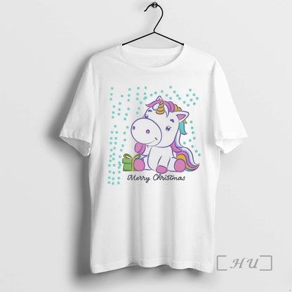 Officials Merry Unicorn Box Stars White TShirt Elegant Design