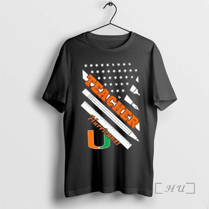 Officials Miami Hurricanes X Teacher American Flag Shirt Elegant