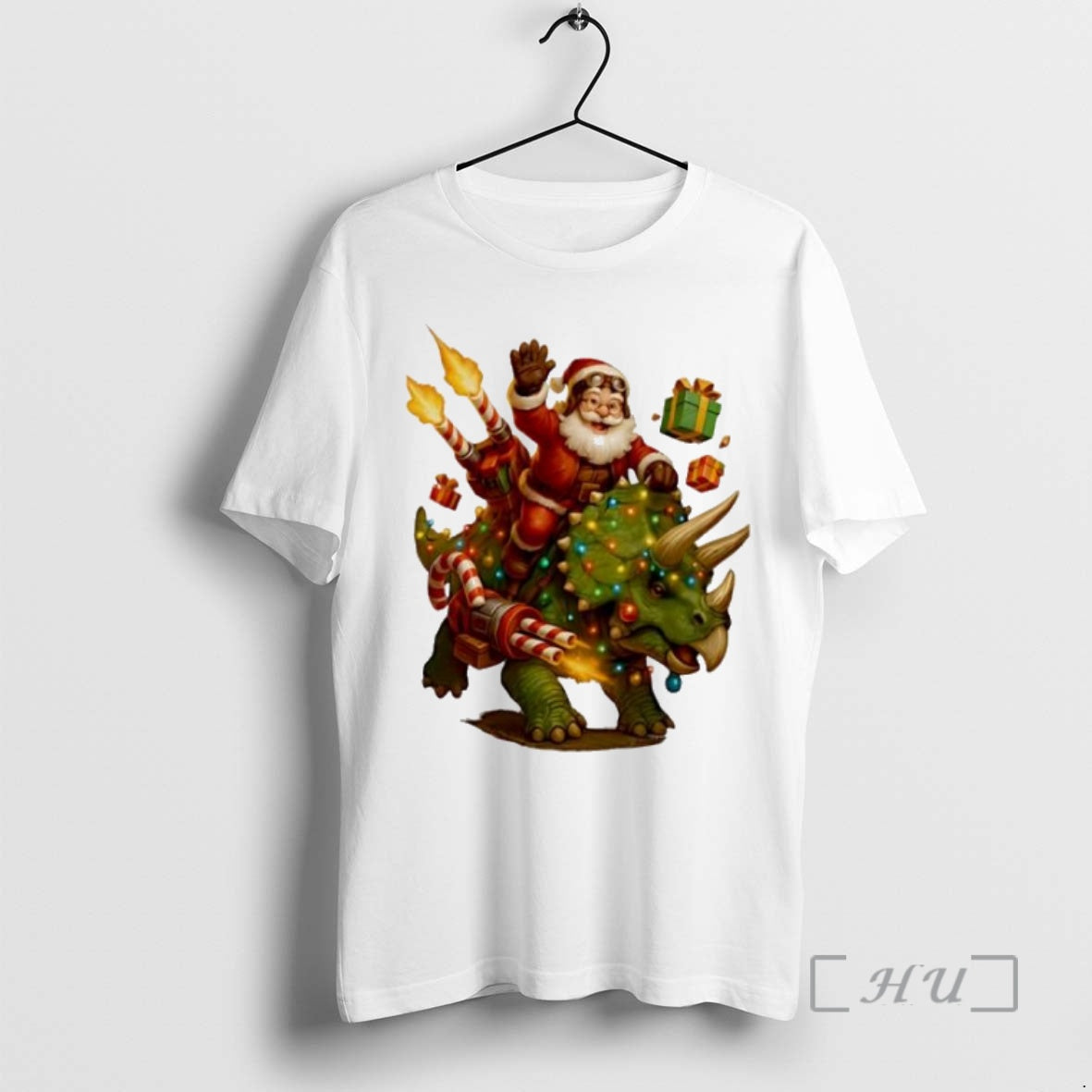 Officials Rocket Triceratops Dinosaur Santa Tank Top Vintage Outfit