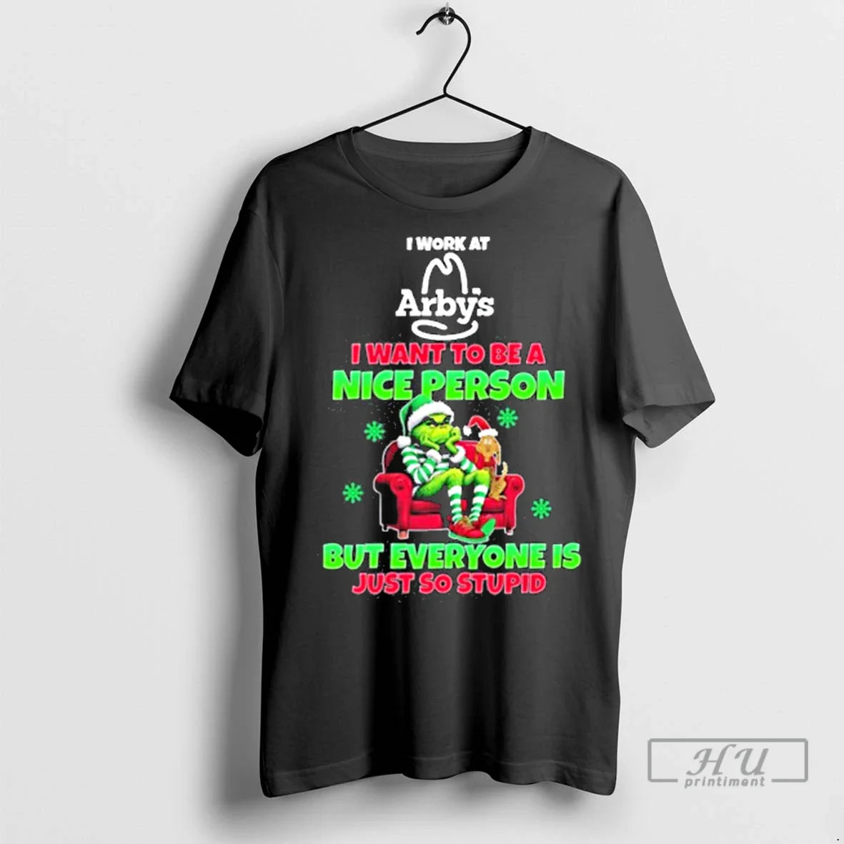 Officials Santa Grinch I Work Arbys Logo I Want To Be Nice Person