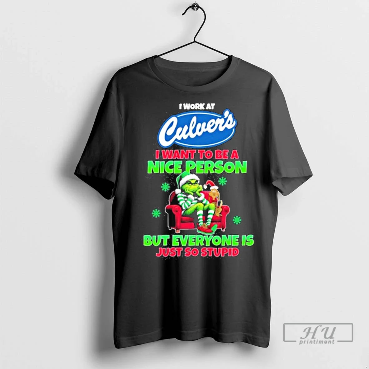 Officials Santa Grinch I Work Culvers Logo I Want To Be Nice Person