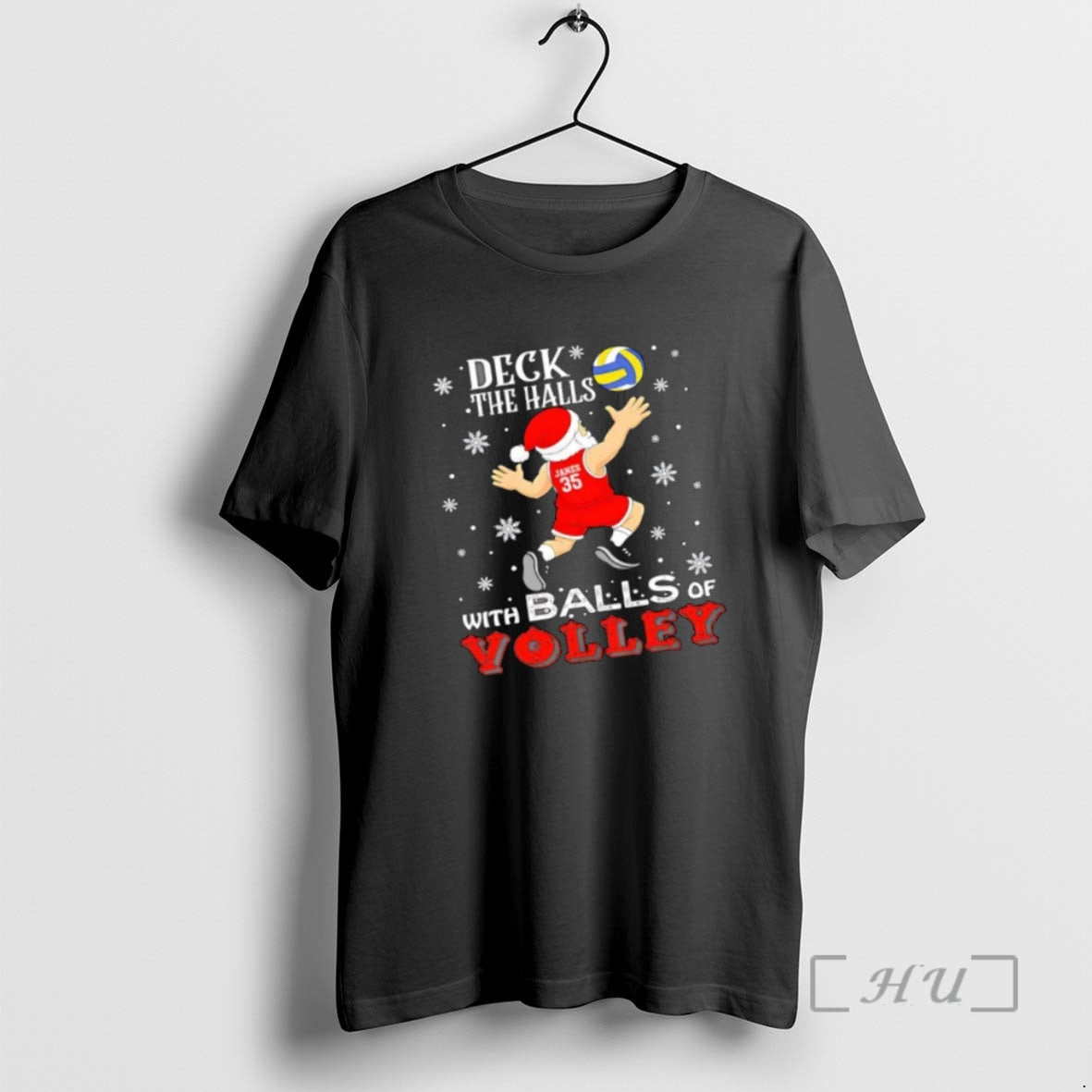 Officials Santa Playing Volleyball Deck Halls Balls Volley Premium T