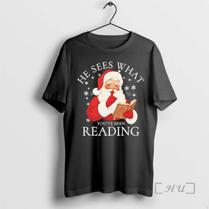 Officials Santa He Sees What Youve Been Reading Chriast Hoodie