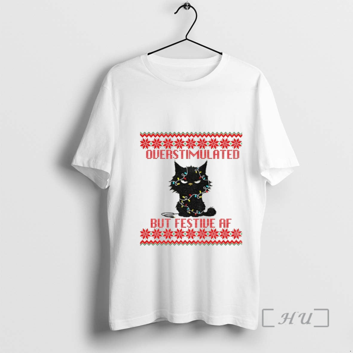 Officials Secret Santa Black Cat Overstimulated But Festive Af Shirt
