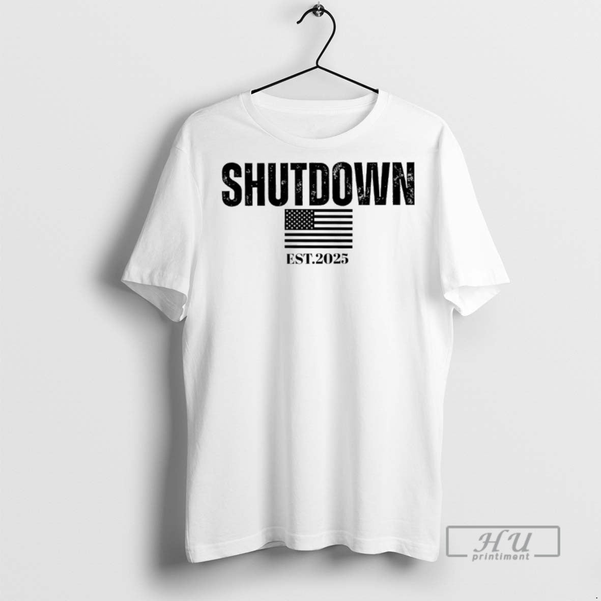 Officials Shutdown 2025 American Flag T Shirts Long Sleeve Elegant