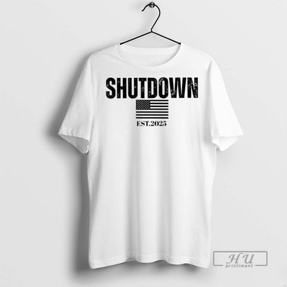 Officials Shutdown 2025 American Flag T Shirts Long Sleeve Elegant