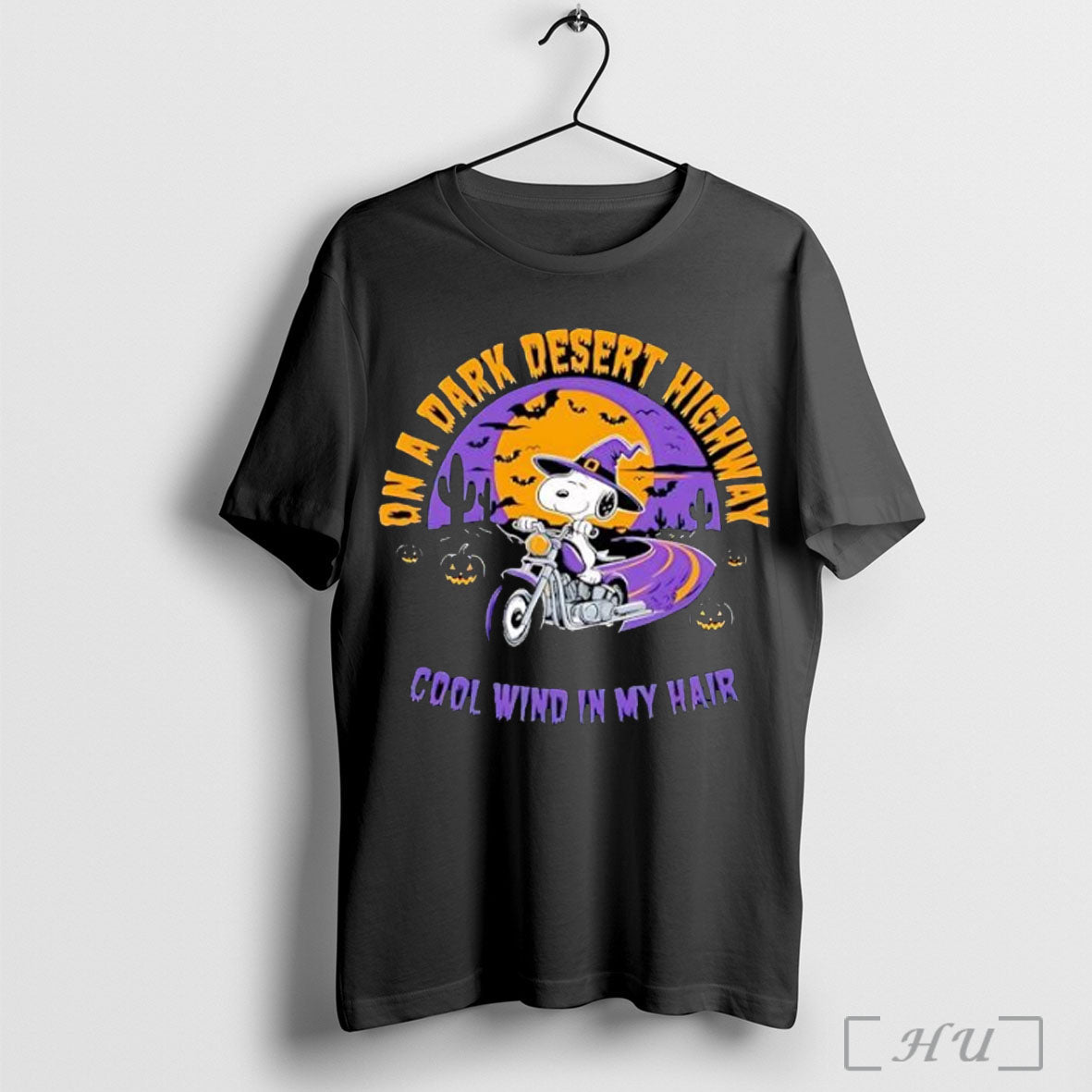 Officials Snoopy Dark Desert Highway Wind My Hair Halloween Tee Retro