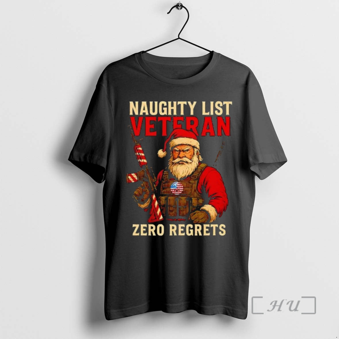 Officials Tactical Santa Claus Naughty List Veteran Zero Regrets Tee