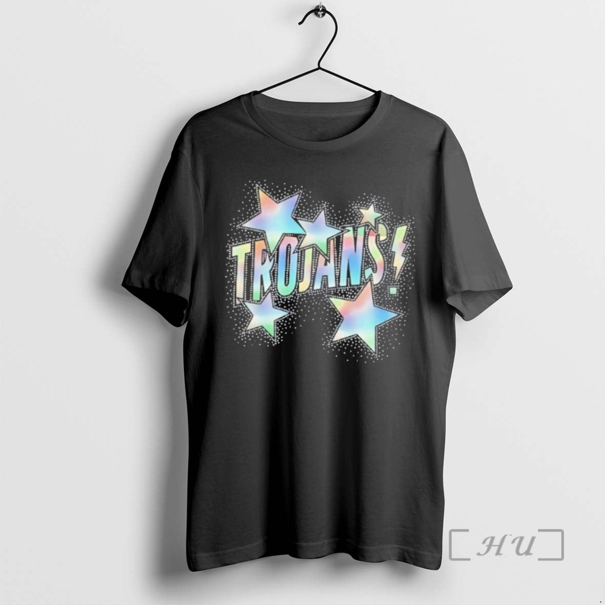Officials Trojans Glitter Effect And Stars Around Black Sweatshirt