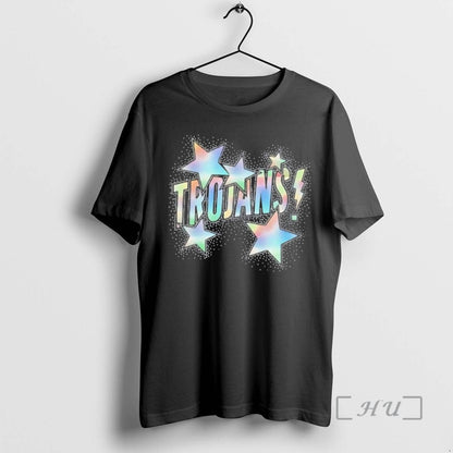 Officials Trojans Glitter Effect And Stars Around Black Sweatshirt