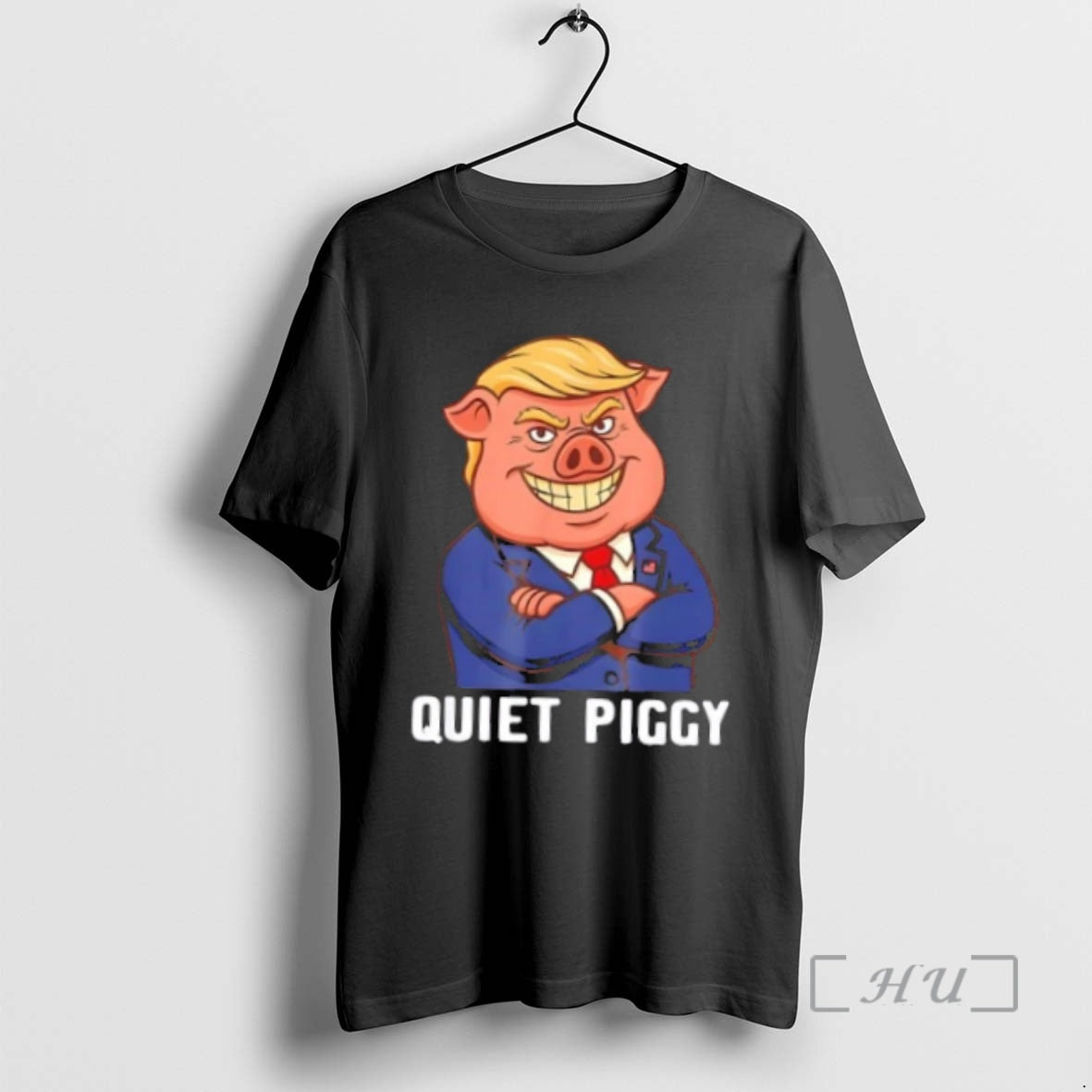 Officials Trump Hair Quiet Piggy Sarcastic Pig Cartoon Tee Authentic