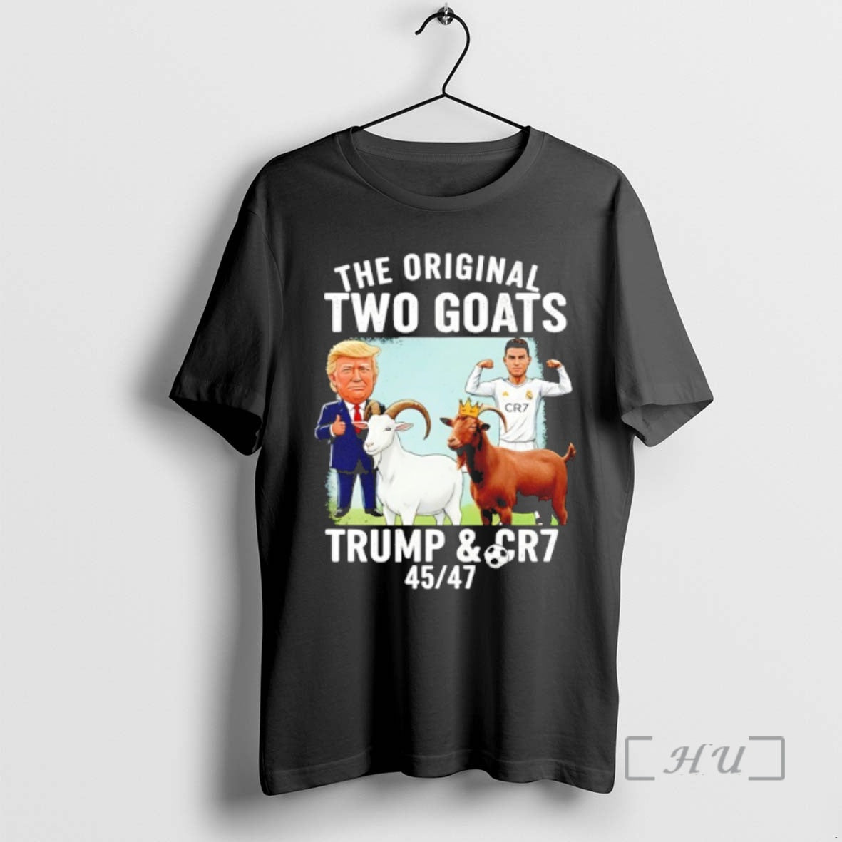 Officials Trump Ronaldo Two Goats 45 47 Caricature Tee Trendy Look
