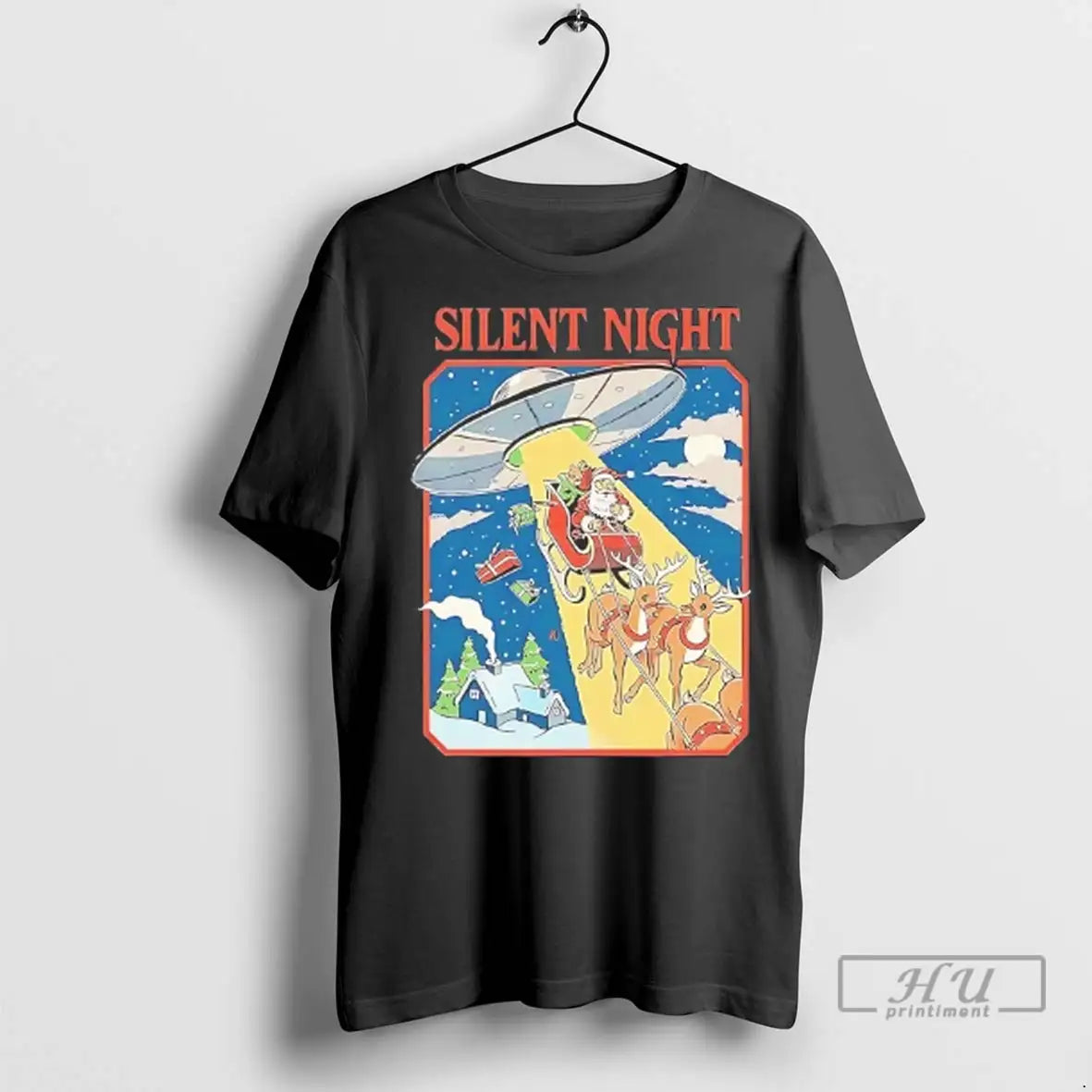 Officials Ufo Abduction Santa Sleigh Silent Night T Shirts Hoodie