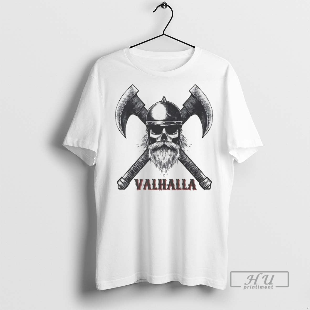 Officials Viking Valhalla Skull Crosses Axe T Shirts Long Sleeve