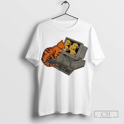 Orange Cat Watchs Fishes Computer Sweatshirt Authentic Outfit