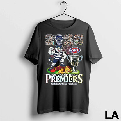 Original 2025 Afl Grand Final Premiers Geelong Cats Mascot TShirt