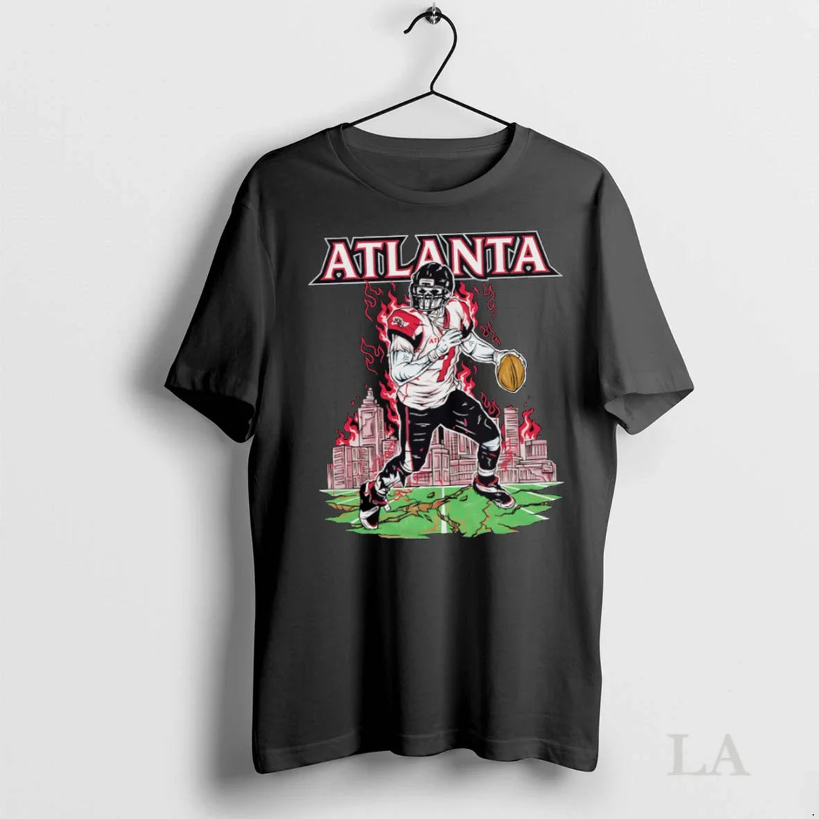 Original Atlanta Zombie Football Player Throwing Ball Flames City