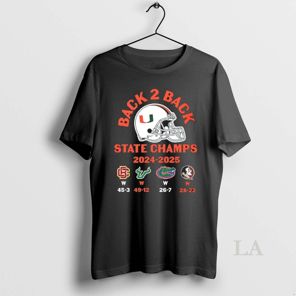 Original Back 2 Back Miami Hurricanes Football State Champs 2024 2025