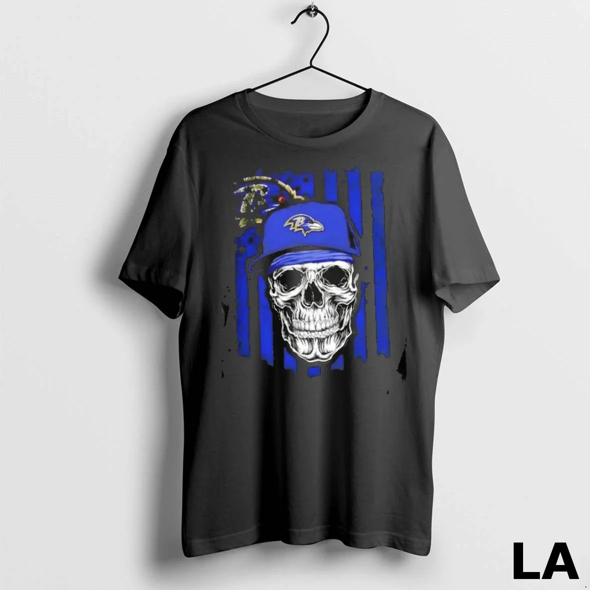Original Baltimore Ravens Football Skull Hip Hop Us Flag Hoodie Retro
