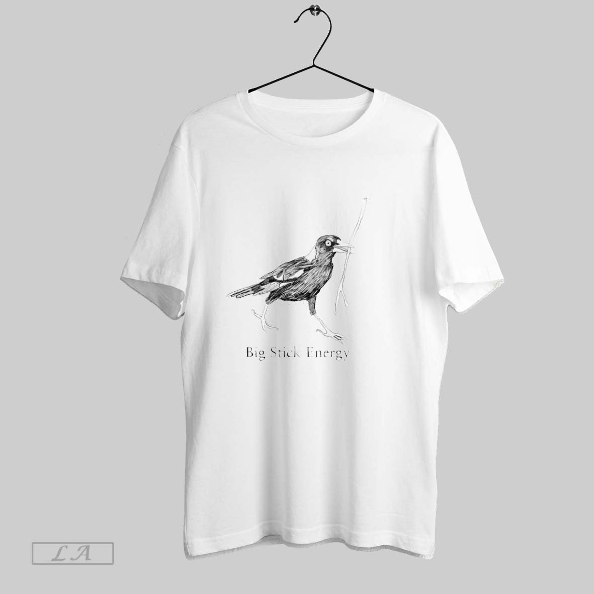 Original Big Stick Energy Spring Crow Holds Stick TShirt Authentic Art