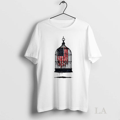 Original Birdcaged Caged Libertyamerican Flag Government Shutdown