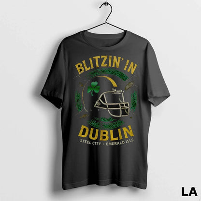 Original Blitzin Dublin Pittsburgh Steelers X Ireland Football Tee