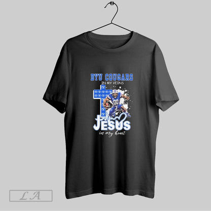 Original Byu Cougars My Veins Jesus My Heart Shirt Designer Gift