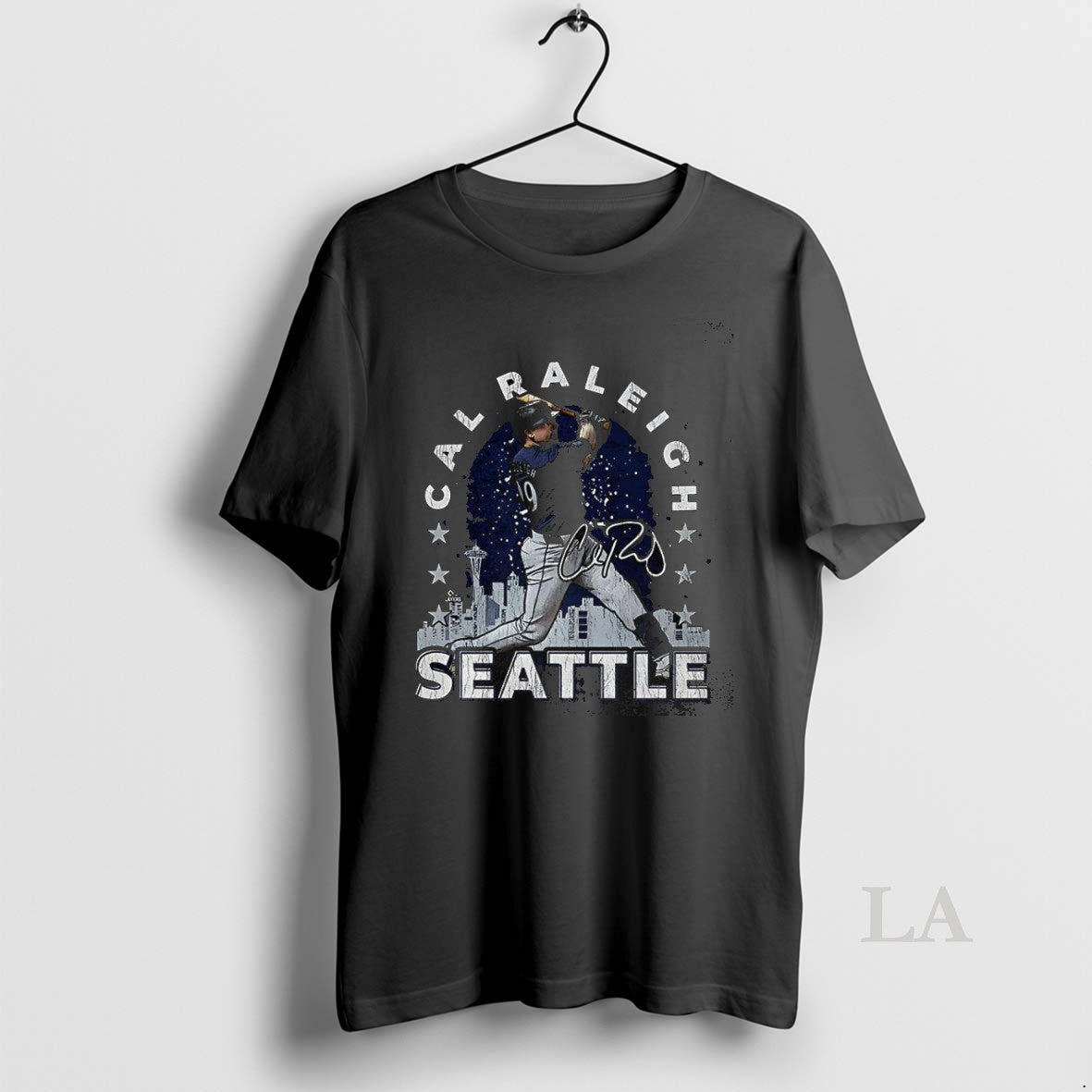 Original Cal Raleigh Seattle Mariners Baseball Gritty Skyline