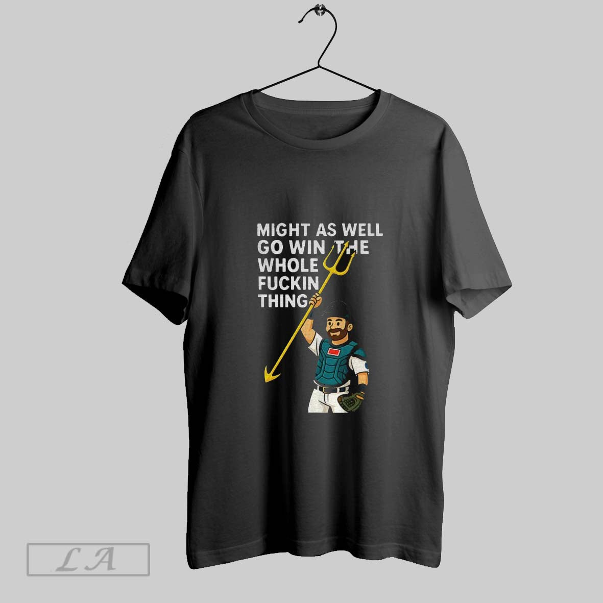 Original Cal Raleigh Cartoon Tridents Up Seattle Mariners Might As