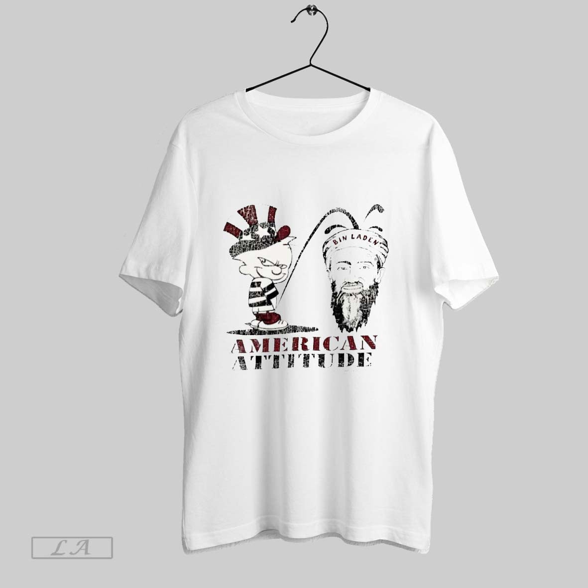 Original Calvin Hobbes Bin Laden American Attitude Ass TShirt