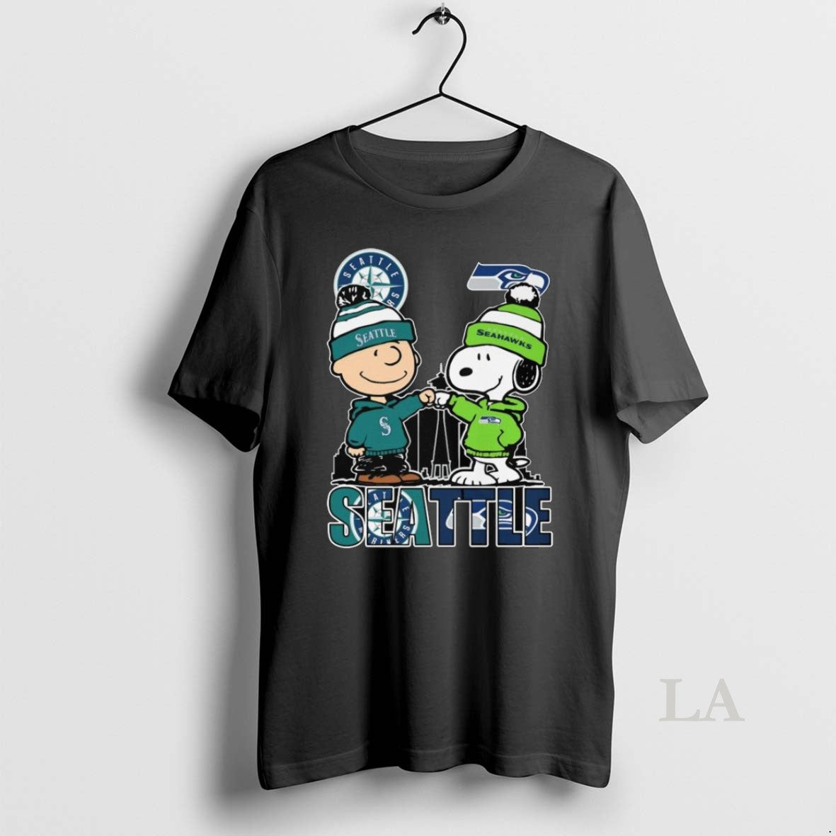 Original Charlie Brown And Snoopy Seattle Mariners X Seattle Seahawks