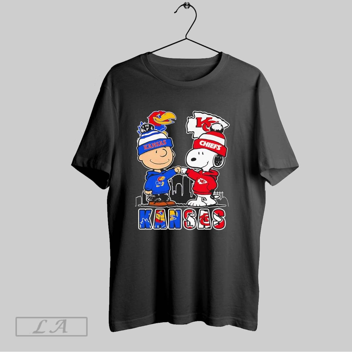 Original Charlie Brown Bump Hands Snoopy Kansas Jayhawks And Chiefs