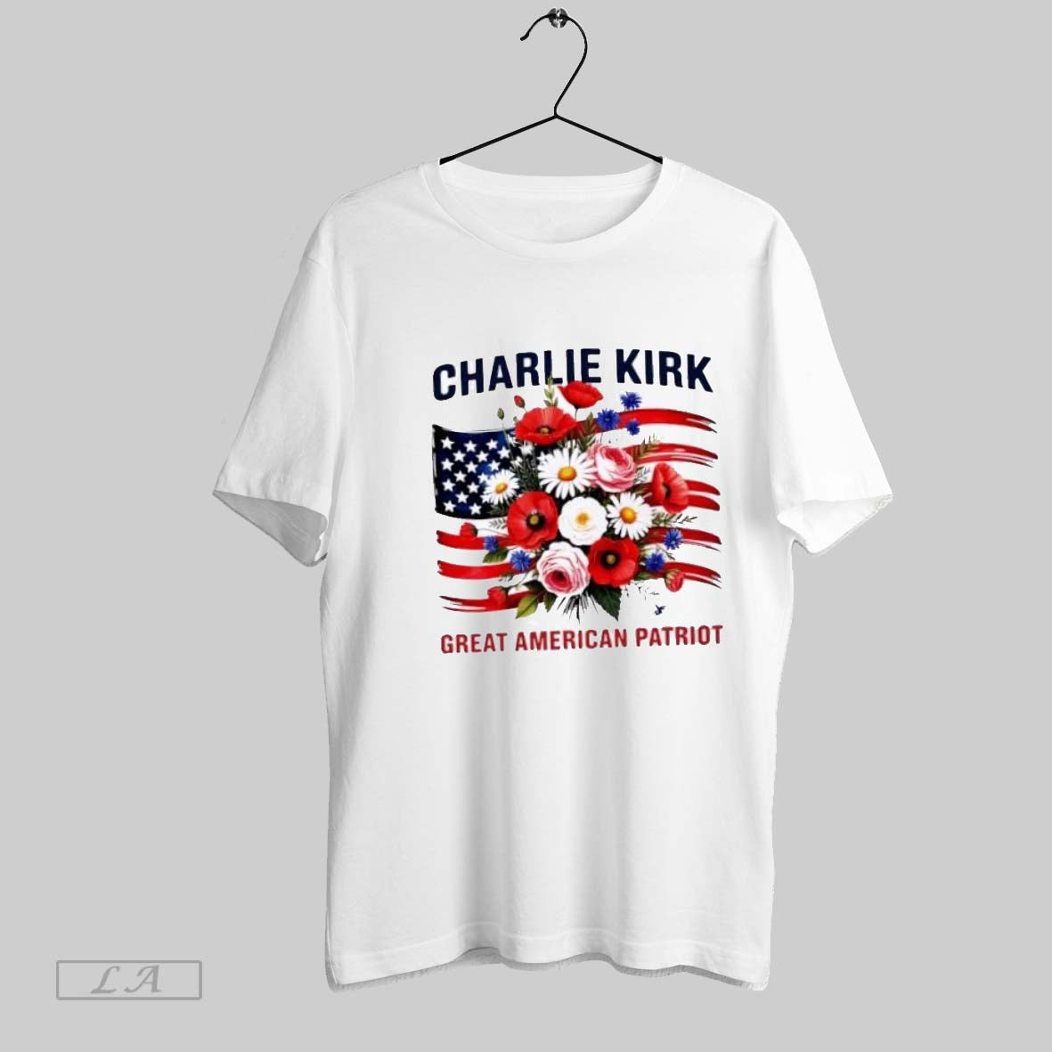 Original Charlie Kirk Great American Patriot Hero Floral Flowers Tank
