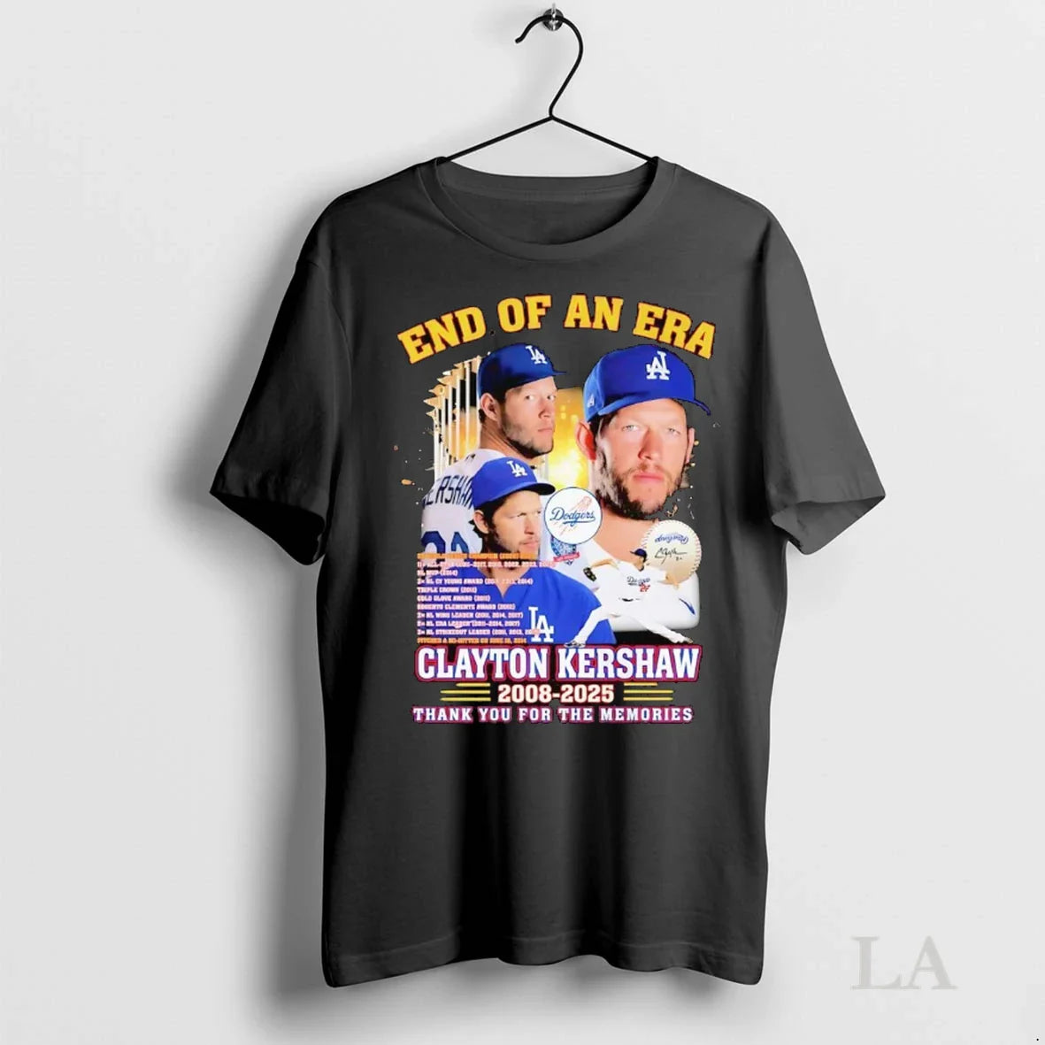 Original Clayton Kershaw End Era 2008 2025 Thank You Memories Shirt
