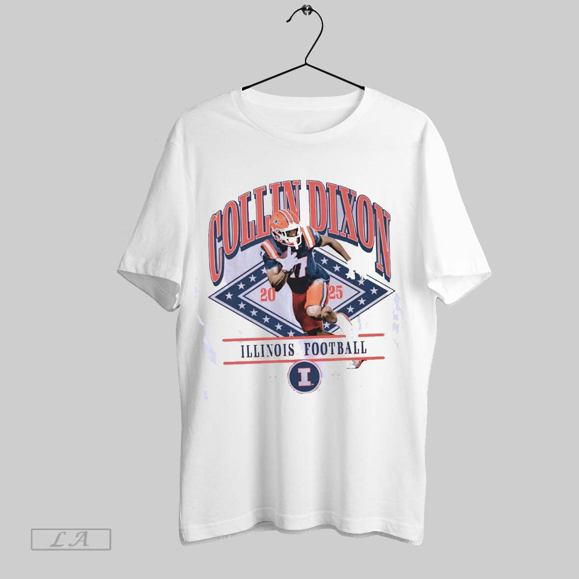 Original Collin Dixon Running Cartoon Illinois Football Shirt