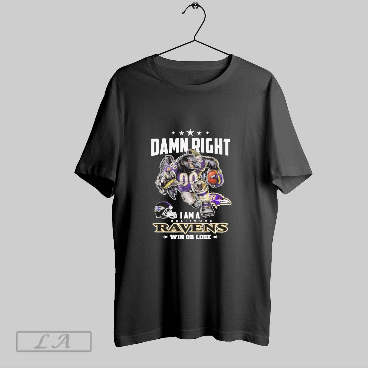 Original Damn Right I Am Ravens Win Or Lose Masco Tee Vintage Look